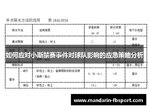 如何应对小斯禁赛事件对球队影响的应急策略分析 如何应对小斯禁赛事件对球队影响的应急策略分析